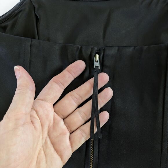 Aritzia Ten Castle Black Satin Bustier Corset Top S Boning Full Zip Strapless - Picture 7 of 13